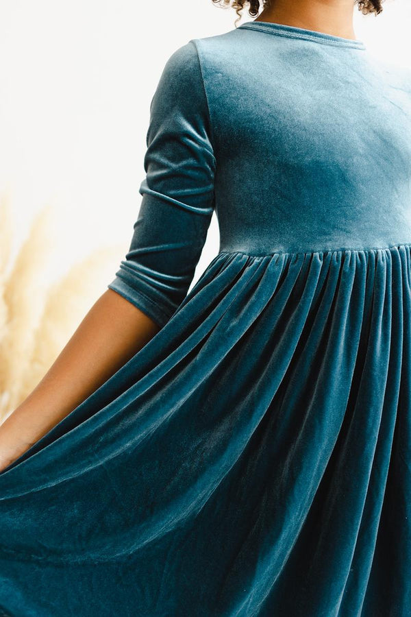 denim-blue-velvet-twirl-dress Mila &  Rose - Sophia's Style-Denim Blue Velvet Twirl Dress-6-12M--1